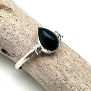 Zwarte onyx-zilveren ring / 925 sterling / natuurlijke onyx / onyx damesring / maat 5, 6, 7, 8, 9, 10