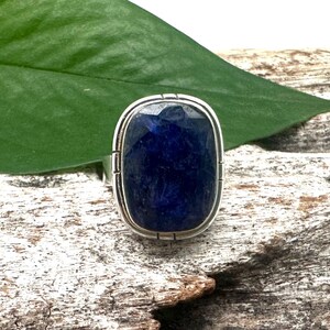 Sapphire Statement Silver Ring 8, 9, 11 / Blue Sapphire Sterling Ring / Natural Sapphire / September Birthstone / Blue / 925