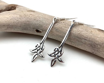Silver Celtic Earrings 35mm / Silver Long  Earrings / Delicate Long Earrings / 925 Sterling