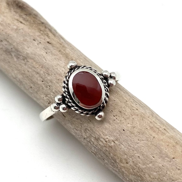 Red Agate Ring 4, 5, 6, 7, 89, 10 - Smooth Agate Silver Ring - Agate Bali - 925 Sterling