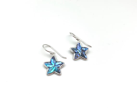 シルバープルメリアピアス / プルメリアアバロンピアス / ブルー 