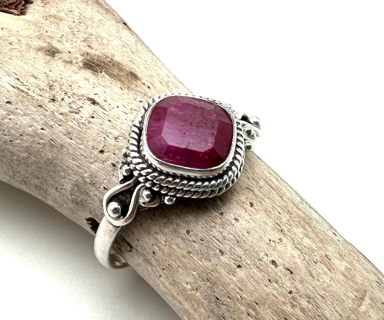 55Carat Natural Indian Ruby Ring In 925 Sterling Silver - July Birthstone Prong Setting, Sizes 4-13 - View #5