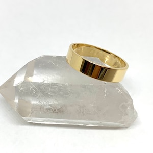 Gold Flat 5mm Cigar Band / Gold Plated Cigar Ring / Simple 18K Gold Plated Ring / Gold Wedding Band / 925 Sterling / 4, 6, 8, 9, 10, 11, 12