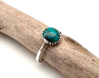 Turquoise Silver Ring 4-10 / Turquoise Simple Ring / Natural Turquoise / Southwest / 925 Sterling
