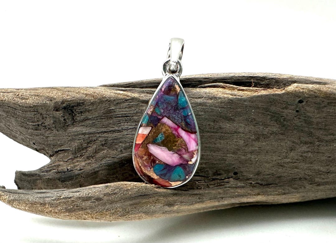 カラフルターコイズペンダント 23 mm / オイスターシェルターコイズ