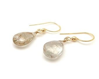 Golden Rutilated Quartz Earrings  / Gold Needle Quartz / Sunshine Earrings / Gold Needle Quartz / Clean and Gold / Gold Fill