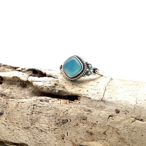 Blue Chalcedony Silver Ring / Smooth Chalcedony Ring / Healing Ring / Natural Blue Chalcedony / Size 6, 7, 8, 9 / 925 Sterling Silver