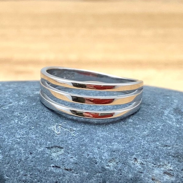 Multi Silver Band Ring / Silver Triple Ring / Multi Band Sterling Ring / Wedding Band / 925 Sterling / size 5, 6, 7, 8, 9, 10