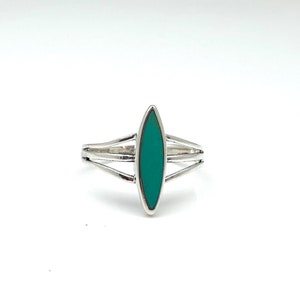 Pierścień ze srebra Turquoise Marquee / Pierścień ze srebra Turquoise / Pierścień z potrójną obrączką Turquoise / Naturalny codzienny turkus / Pierścień dla kobiet / 925