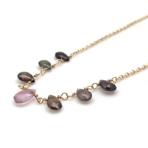 Multi Sapphire Necklace / Pink Sapphire / Natural Sapphire Gold Necklace / Red, Green, Pink Sapphire / 16&quot; to 18&quot; Adjustable / Goldfill