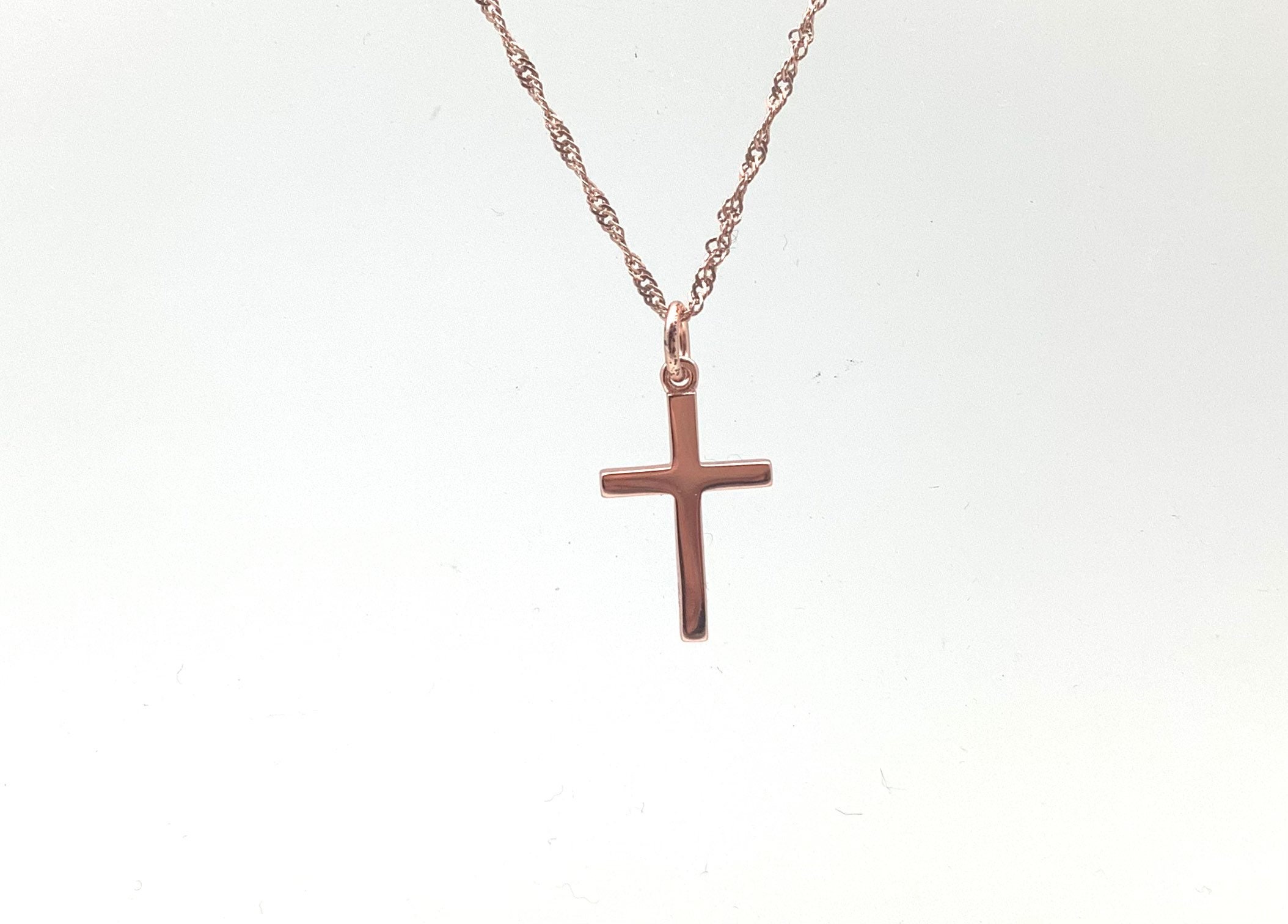 Rose Gold Cross Necklace 18 / Small Sterling Cross 25mm / Etsy