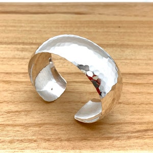 Hammered Silver Cuff / Dome Hammered Sterling Bracelet / Sterling Bangle / Hammered Dome / Statement / Sterling Silver 925 / 28 mm