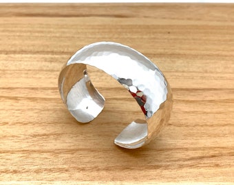 Hammered Silver Cuff / Dome Hammered Sterling Bracelet / Sterling Bangle / Hammered Dome / Statement / Sterling Silver 925 / 28 mm