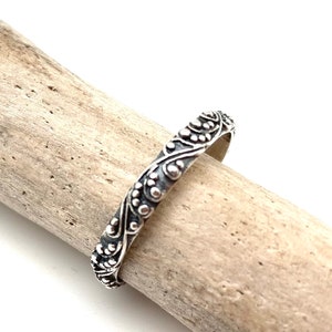 Bali filigrane Wirbel Punkte Ring / Sterling Silber Ring / Mandala / Mond Ring / oxidiert / Größe 4, 5, 6, 7, 8, 9, 10