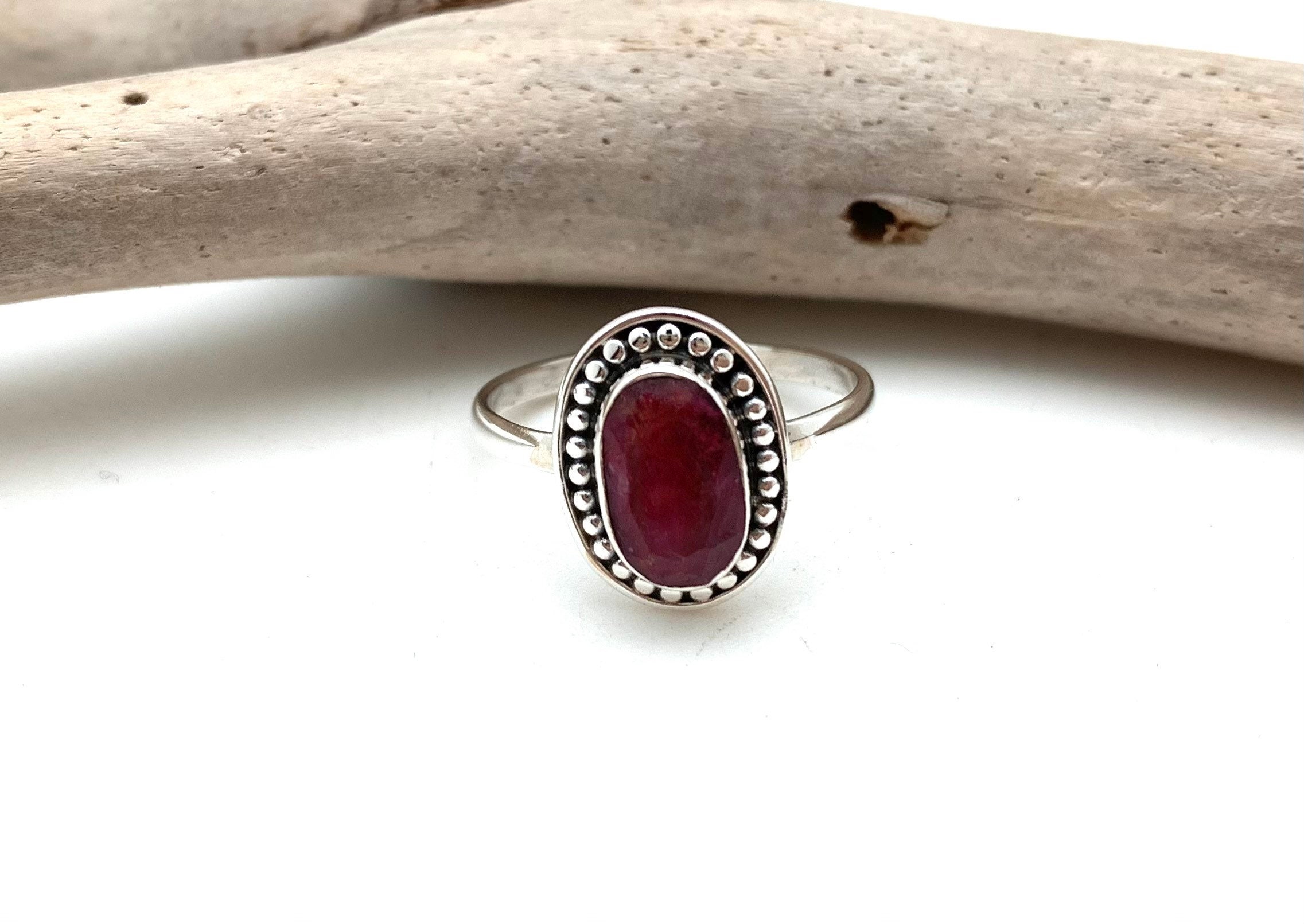 Ruby Silver Ring / Ruby Bali Ring / Natural Ruby / July Birthstone ...
