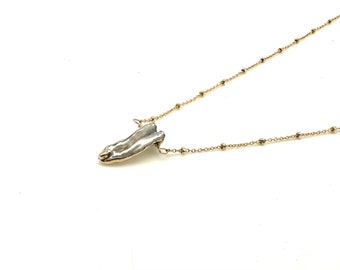 Biwa Pearl Necklace, 18k Gold Fill Chain