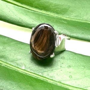 Tiger Eye Statement Silver Ring size 8 / 925 Sterling / Courage and Confidence / Everyday Tiger Eye / 925