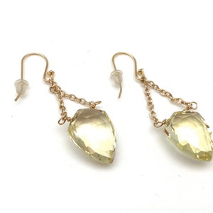 Natural Lemon Quartz Earrings // AAA Rare Lemon Quartz // Lemon Yellow Earrings // Fancy Cut Lemon Quartz // Sterling Silver or Goldfill