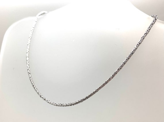 Silver Byzantine Necklace, Thin Bali Chain, Bohemian, Handmade