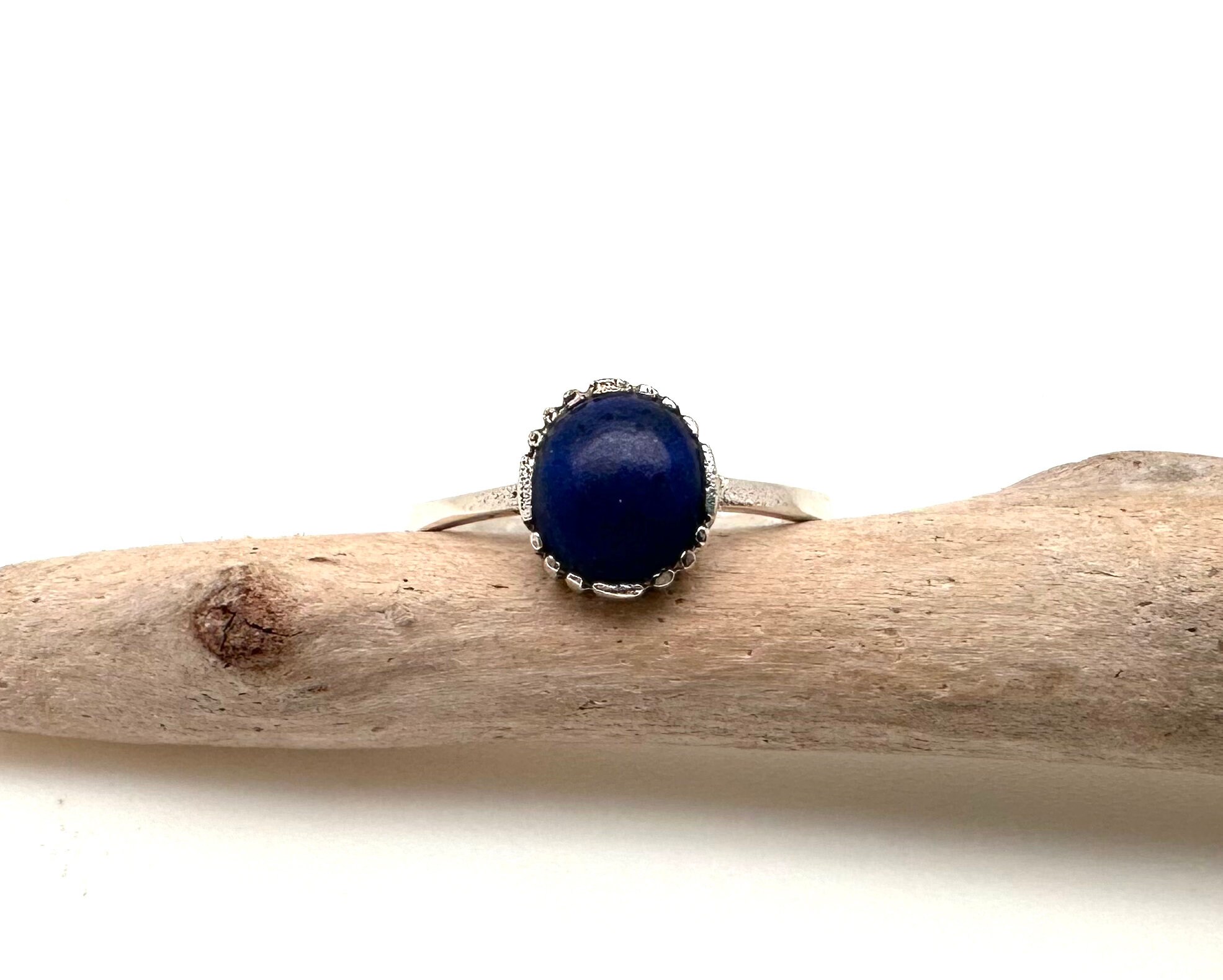 10 Carat Natural Lapis Lazuli Sterling Silver Ring - Handmade, Sizes 5-13, Unisex Gemstone Jewelry