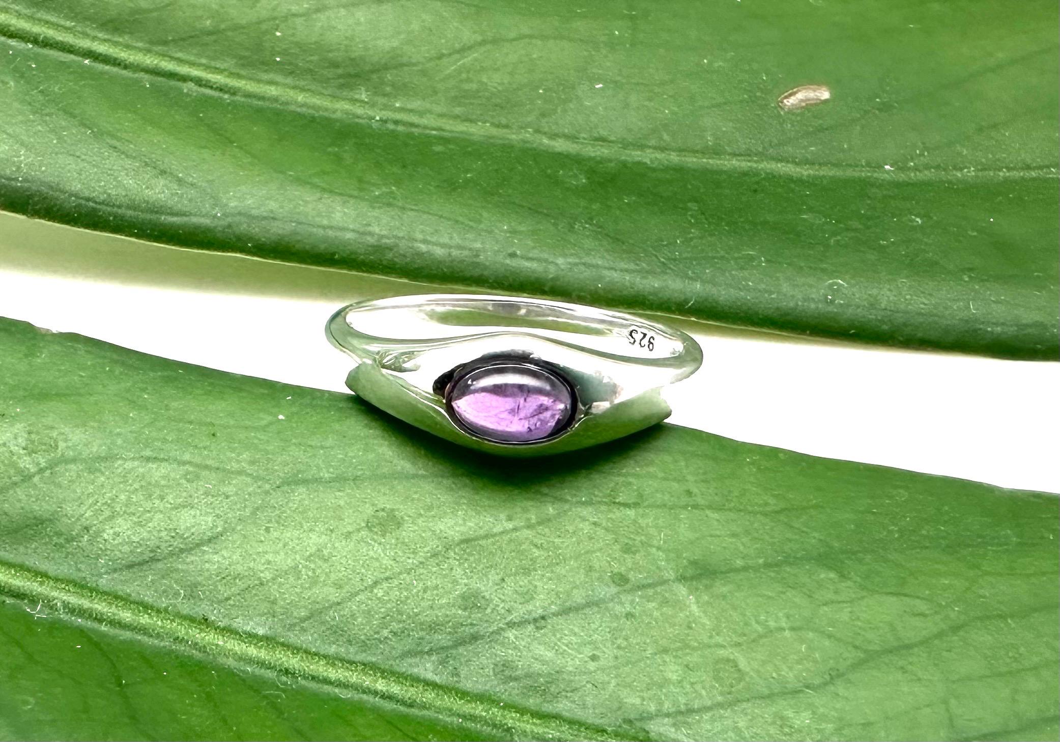 Bague artisanale en argent sterling 925 pierre précieuse améthyste facettée b