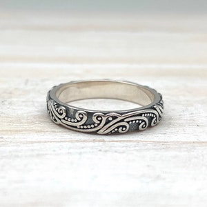 Silver Wave Swirl Ring / Sterling Wave Band Ring / Bali Wave - Etsy