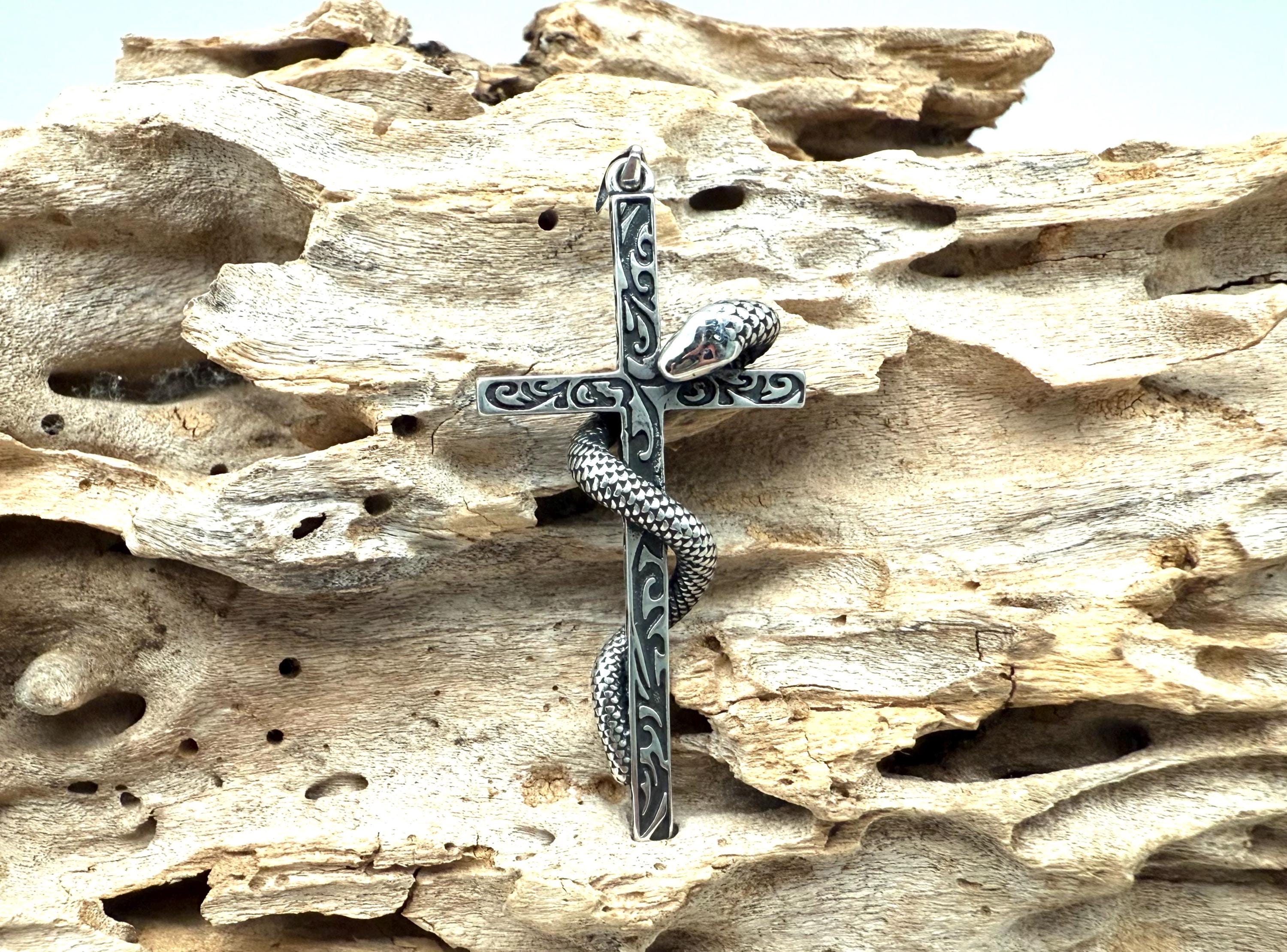 アクセサリー vintage silver925 snake cross pendant Vintage 925 Sterling Silver & Brass Snake Cross Pendant Gothic