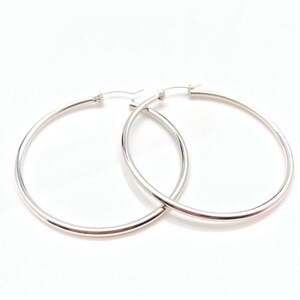 Large Snap Post Hoop Earrings - Large Silver Hoops - Large Latch Hoops - 40mm Sterling Silver Hoops - 40mm x 2mm Hoops - 40mm Hoops