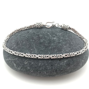 Handgjort 3 mm oxiderat sterlingsilver bysantinskt armband bild 2