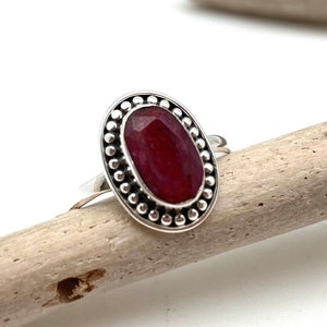 Ruby Silver Ring / Ruby Bali Ring / Natural Ruby / July Birthstone / Pink Ruby / Everyday Ruby Ring / Size 5, 6, 7, 8, 9, 10 / 925 Sterling