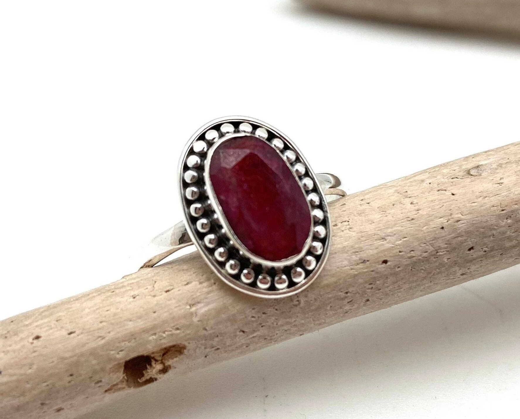 Ruby Silver Ring / Ruby Bali Ring / Natural Ruby / July Birthstone ...