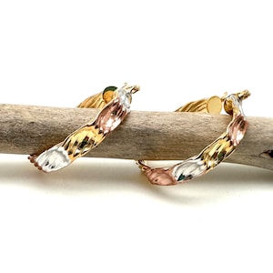 Tricolor Large Hoop Earrings 40mm - Three Tone Hoops - Lightweight - Everyday Gold Hoops - Goldfill - Rose Gold, Gold, Silver - Tarnish Free