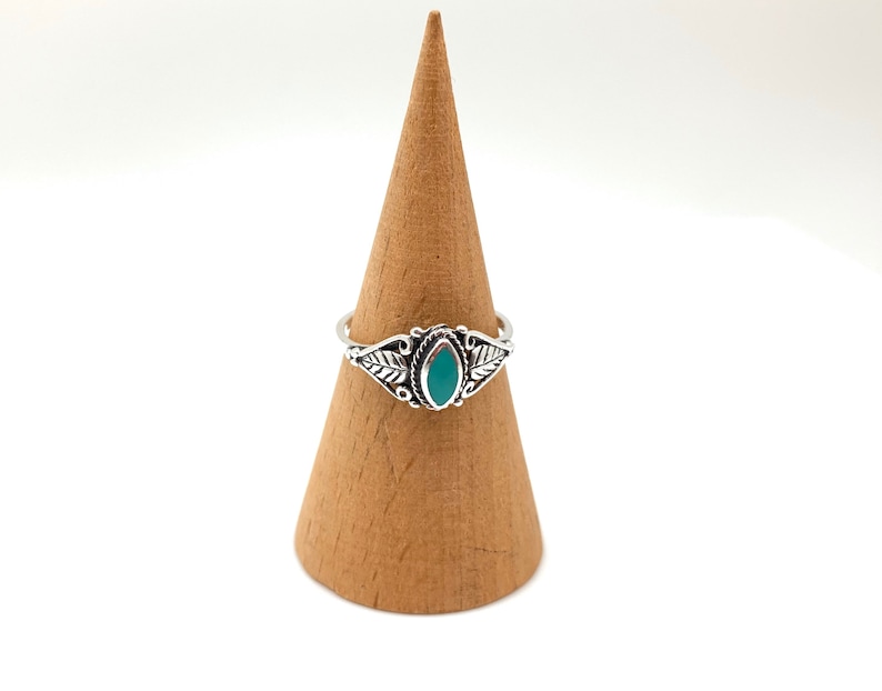 7 8 Turquoise Silver Ring Leaf Turquoise Ring Southwest Natural Turquoise Everyday Turquoise Ring for Women Size 5 10 6 9