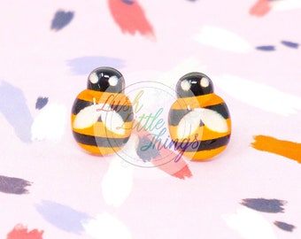 PIERCED Bee Earrings | Bee Earrings | Stud Earrings | Silver Earrings | Black Yellow Earrings | Quirky Earrings | Unusual Earrings