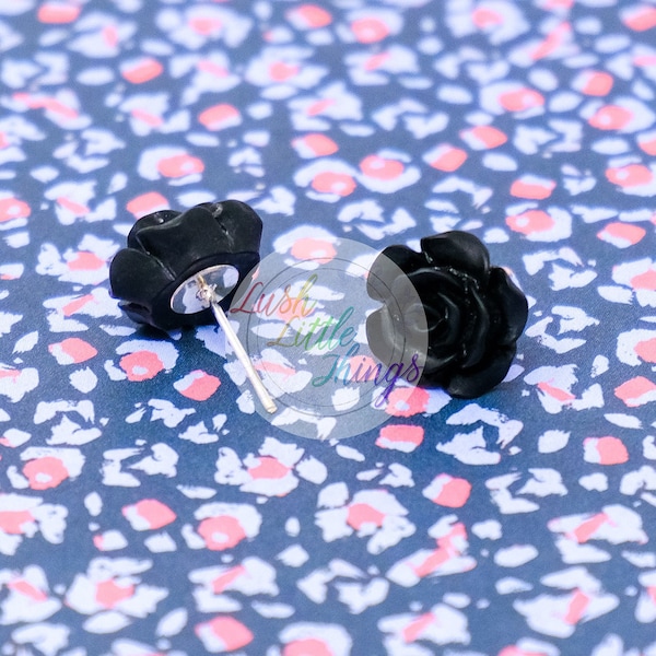 PIERCED Black Rose Stud Earrings | Flower Earrings | Stud Earrings | Pierced Earrings | Rose Earrings | Black Rose Earrings