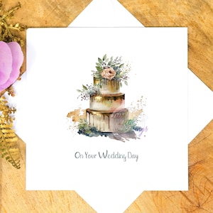 Hochzeit Day Cake Card | Herzlichen Glückwunsch Hochzeitskarte | Besondere Tageskarte | Kuchen Karte