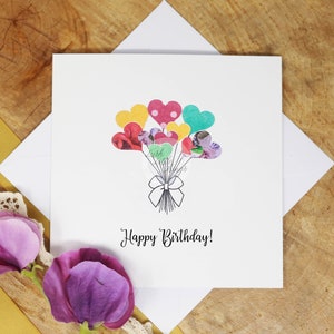 Alles Gute zum Geburtstag Ballons Karte | Geburtstagskarte | Luftballons Karte | Herz Ballon Geburtstagskarte | Alles- Gute zum Geburtstagkarte
