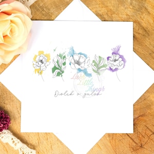 Diolch o Galon card | Carden Cymraeg | Welsh Cards | Thank You Card | Flowers Card | Diolch Card | Welsh Thank You Card