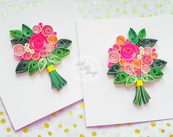 Bouquet Quilling Card | Quilling Cards | Birthday Quilling card | Small Flower Card | Handmade Birthday card | Thank You card | Unique Card