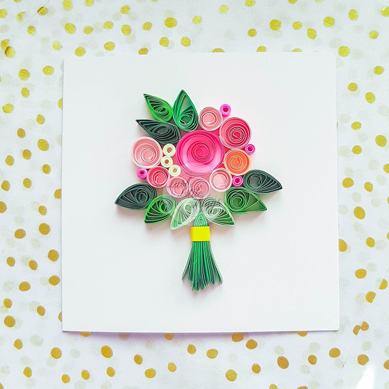 Bouquet Quilling Card Quilling Cards Birthday Quilling Etsy