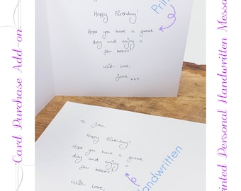 Printed Personalised Handwritten Message | Cards ADD-ON | Handwritten message | Handwritten card | Personalised Message