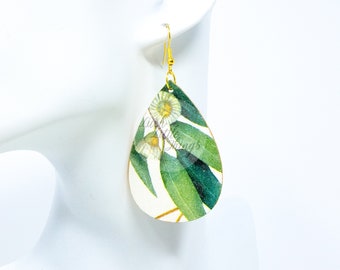 Floral Earrings | Decoupage Earrings | Wooden Handmade Earrings | Dangly earrings | Quirky earrings | Gift ideas | Earring Gifts