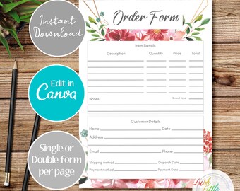 A4 Printable Order Form | Digital Download | Craft Fair Order Form ...