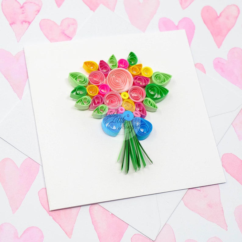Bouquet Quilling Card Quilling Cards Birthday Quilling Etsy