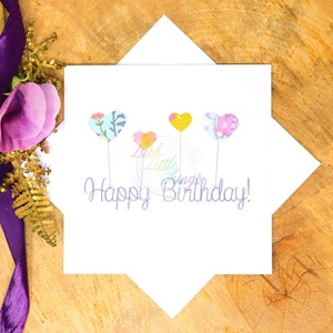 Alles Gute zum Geburtstag Ballons Karte | Geburtstagskarte | Luftballons Karte | Herz Ballon Geburtstagskarte | Alles- Gute zum Geburtstagkarte