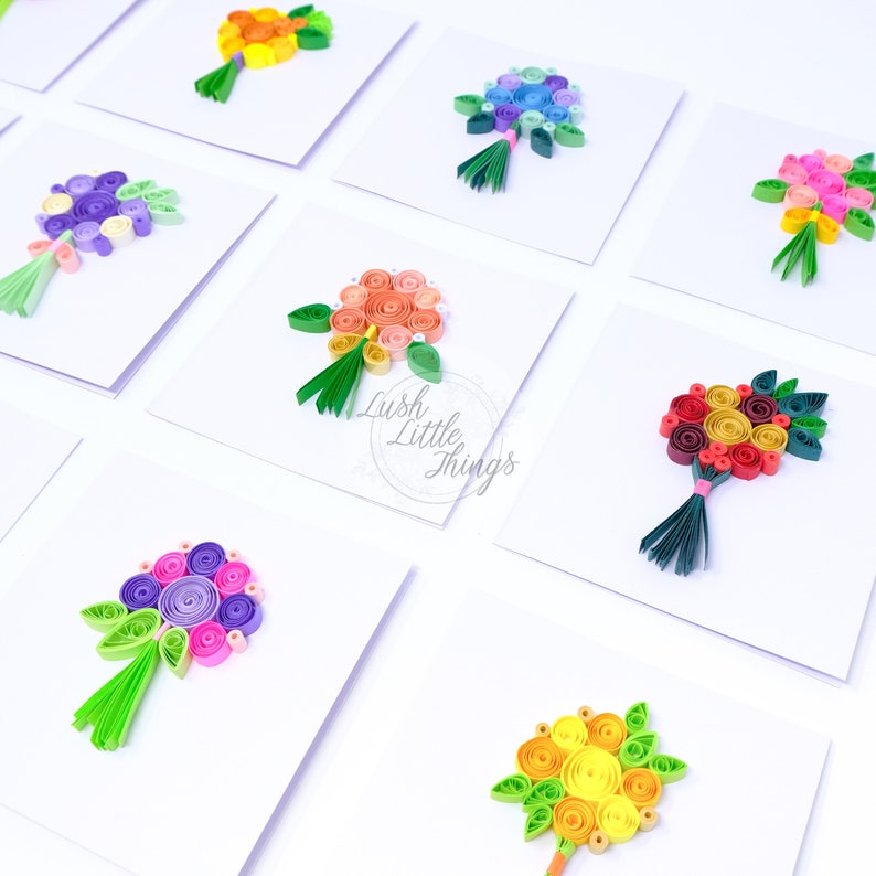 Bouquet Quilling Card Quilling Cards Birthday Quilling Etsy