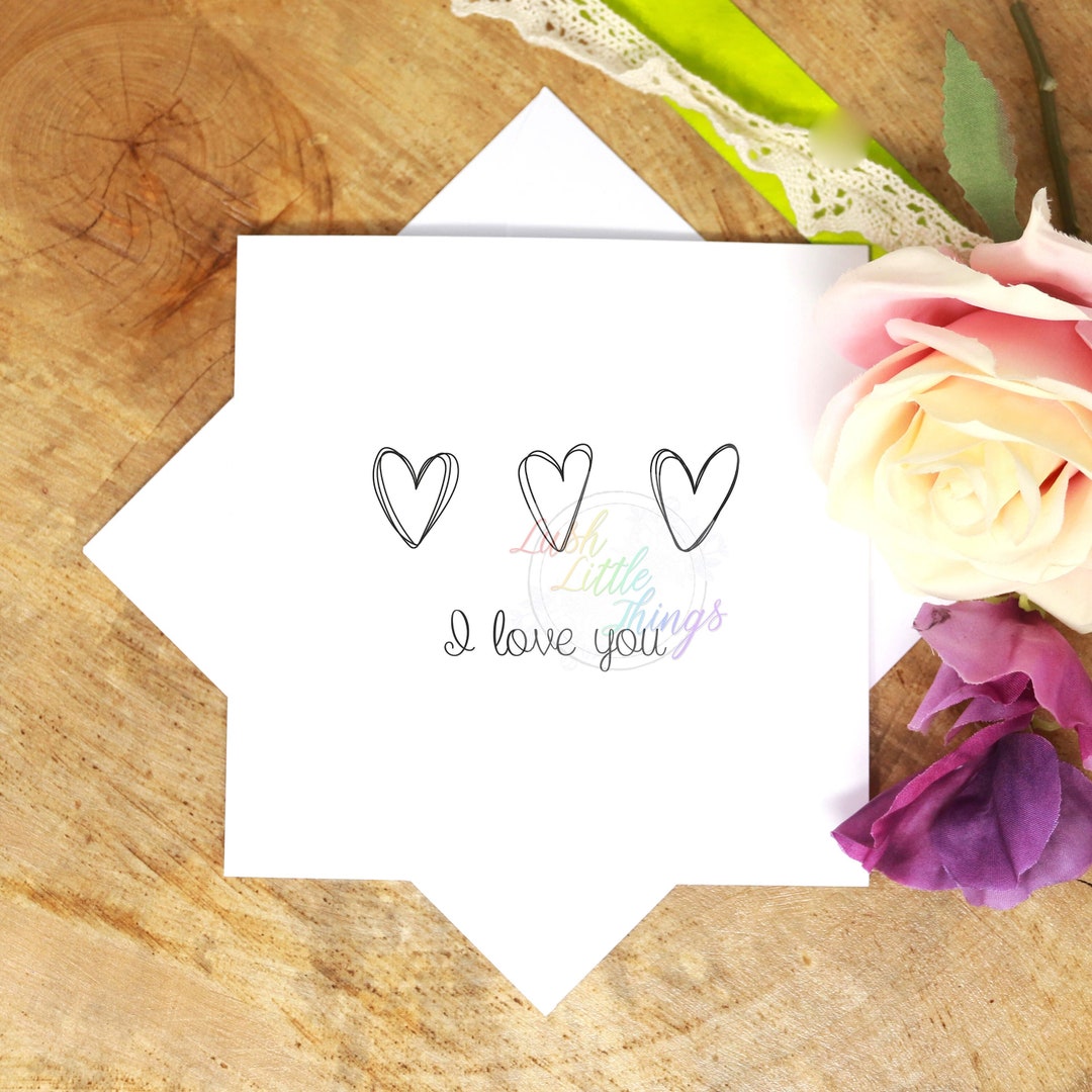 I Love You Hearts Card | Anniversary Cards | 3 Hearts Card ...