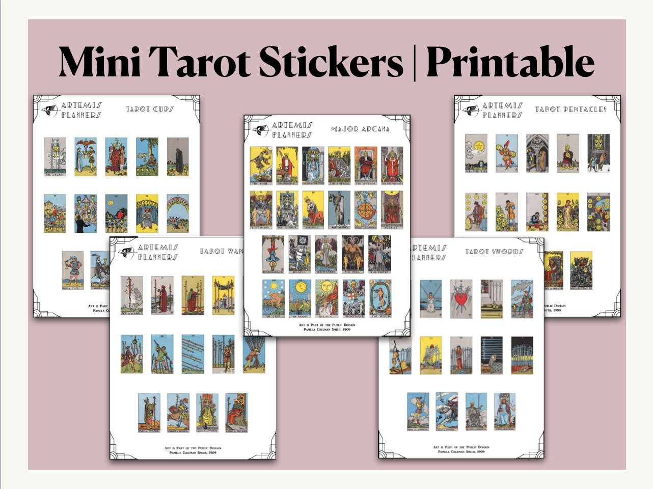 Tarot Card Stickers Printable Planner Stickers With | Etsy