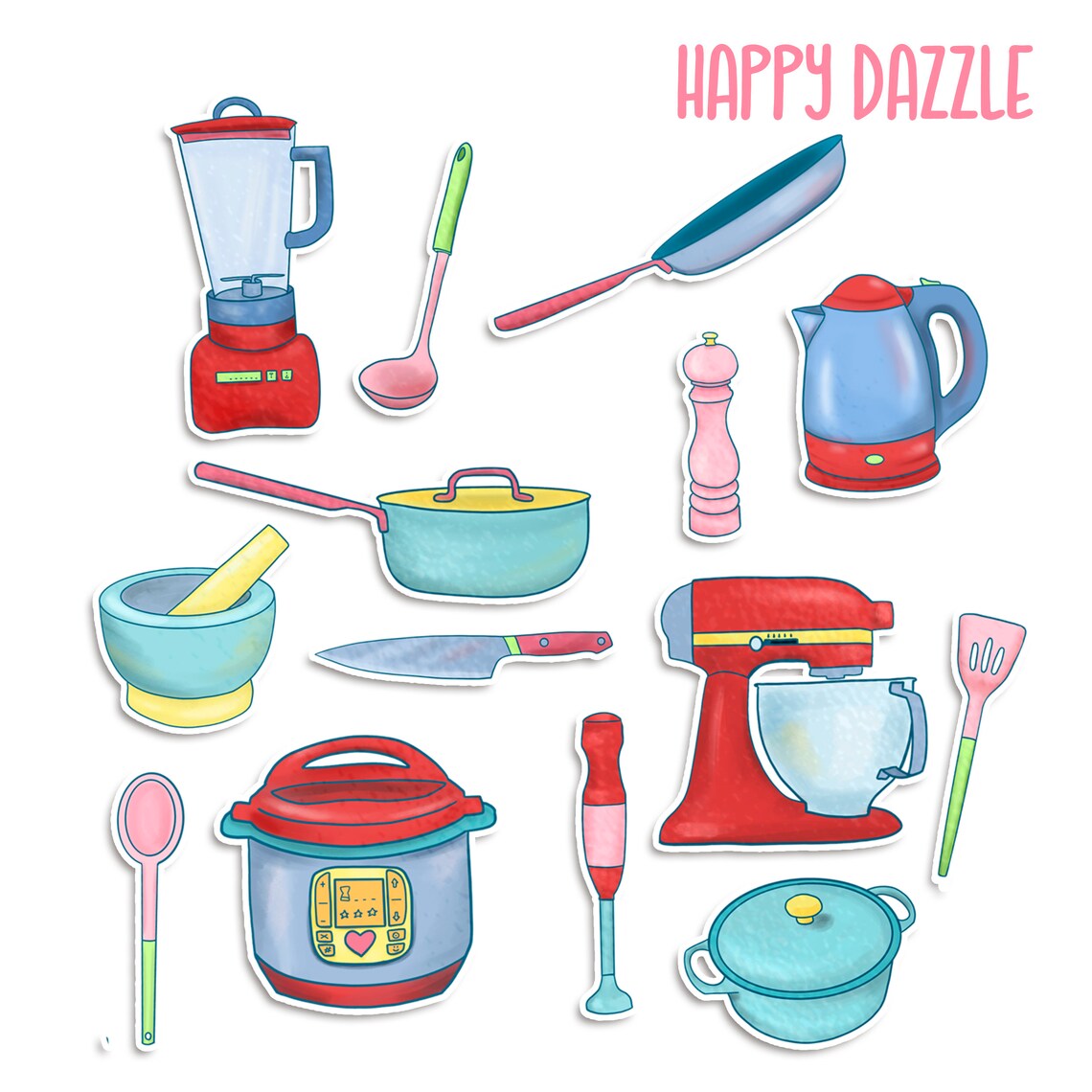 Stickers pack kitchen tools and cooking. Stationery gift for Etsy