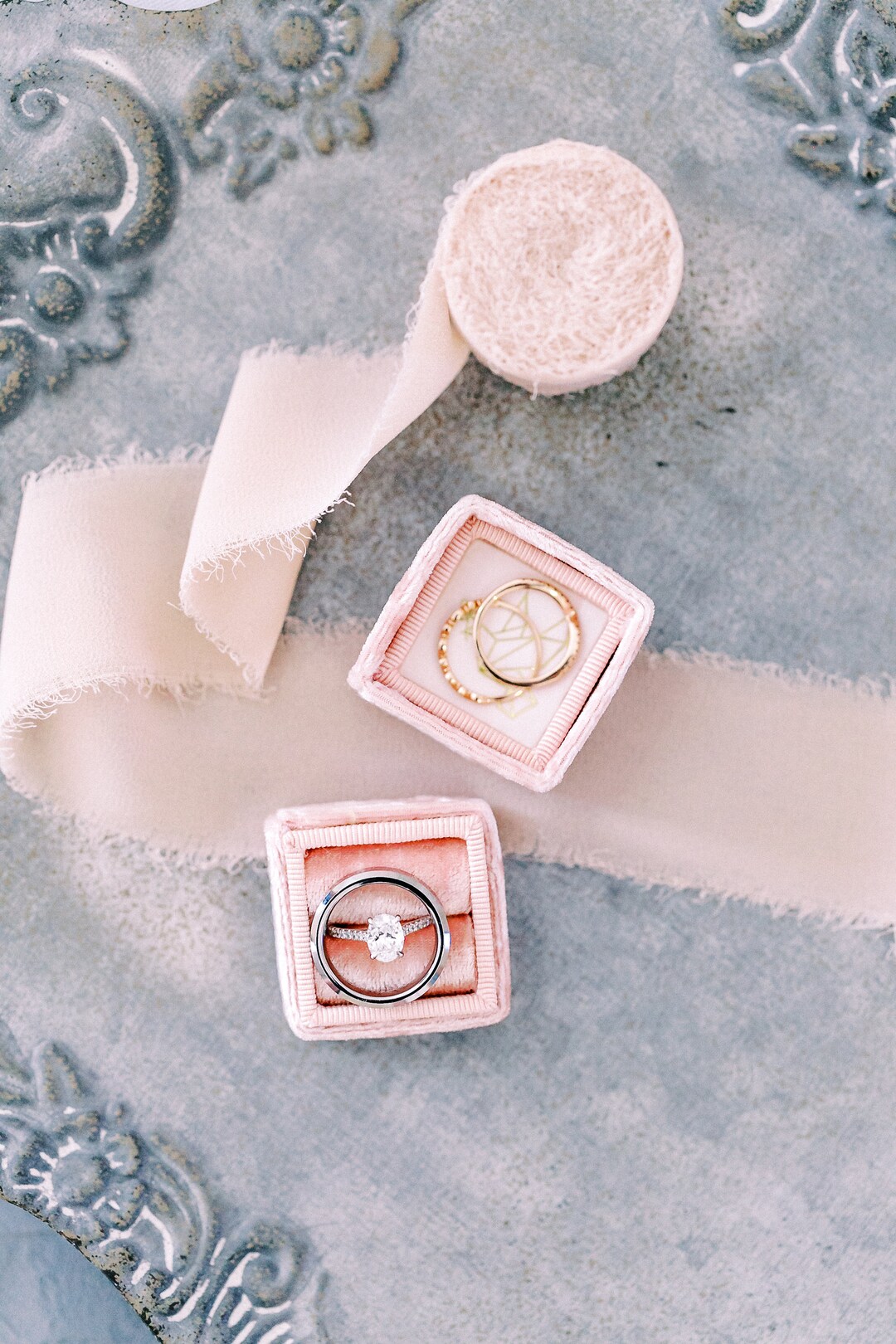 Ring Box Modernized Vintage Velvet Ring Jewelry Box for Weddings, Proposals, and ...